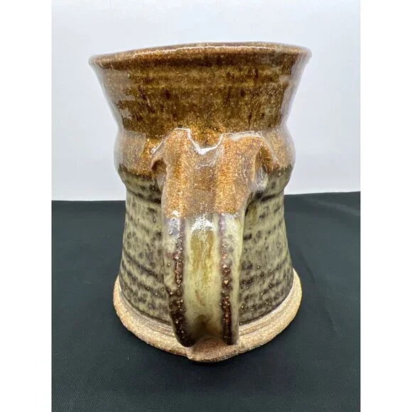Handcrafted Artisan Ceramic Coffee Mug Textured Glaze Pottery Tankard - Picture 4 of 6